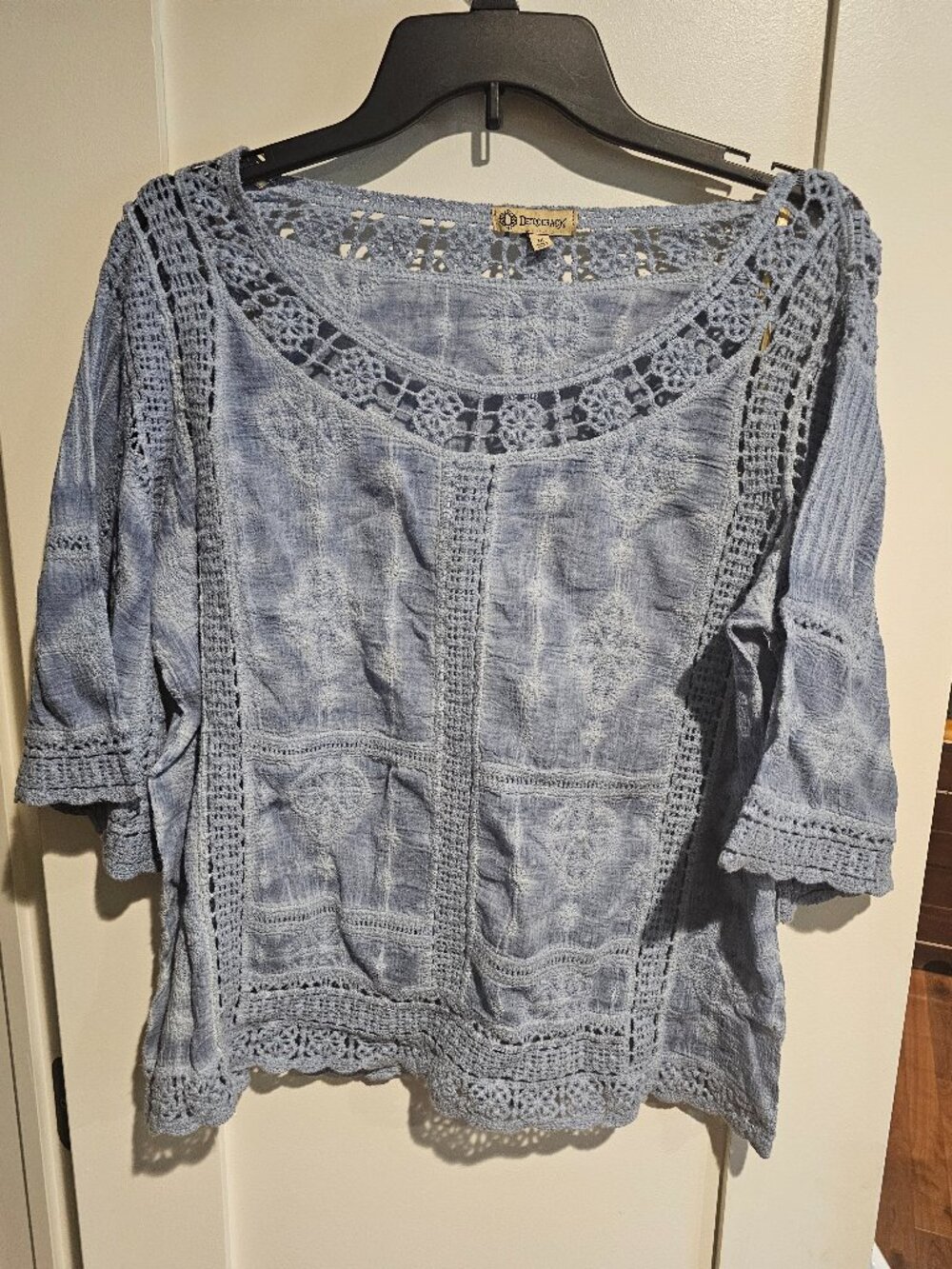 Democracy Overdyed 100% Cotton with Crochet Lace Top